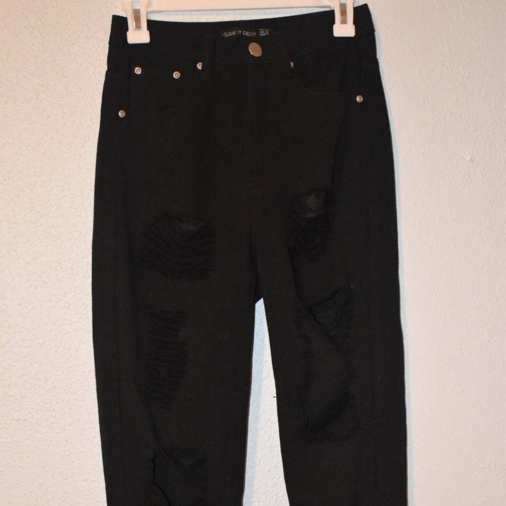 Black Ripped Mom Jeans